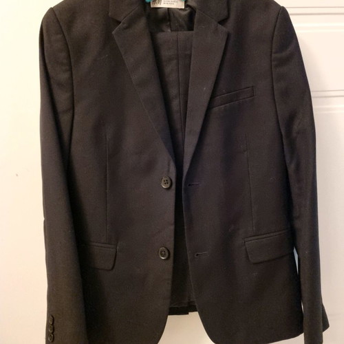 H&M boys' suit used for 10 years old, black, set with shirt