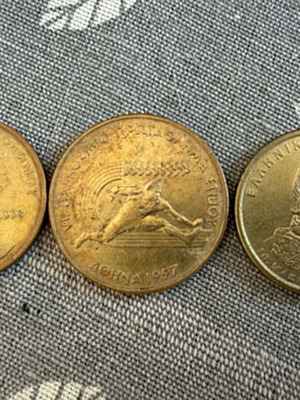 Set of 3 used Greek coins 50 and 100 drachmas