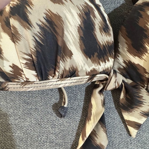 Leopard Print Bikini Top like new, size S-M, beige and brown