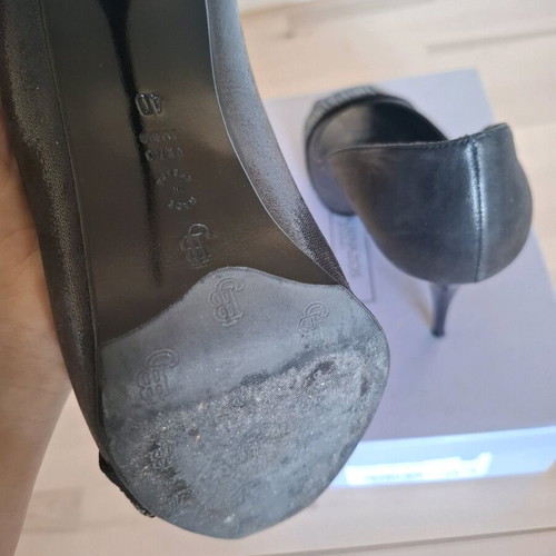 Bournazos black peep-toe pumps size 40 like new with Swarovski