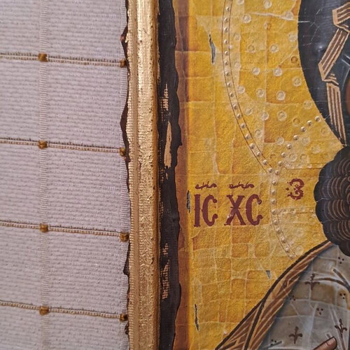 Panagia I Glykofilousa Handmade Decoupage Icon on Tile like new