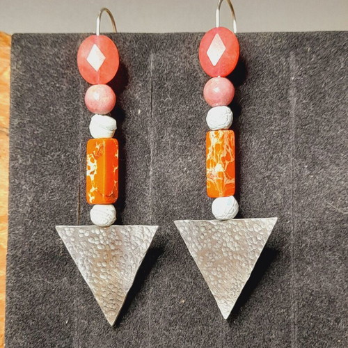 Handmade silver earrings 925 with semi-precious stones, new