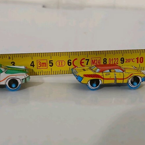 Tin toy lithographed cars used, pack of 2, 1960s