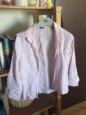 Linen striped shirt, white and pink