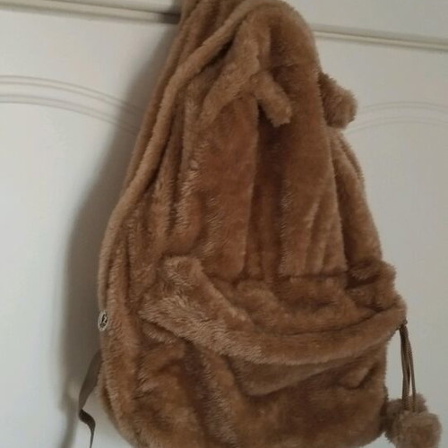 Fur backpack like new, brown-beige