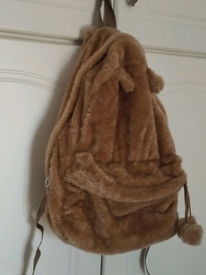 Fur backpack like new, brown-beige
