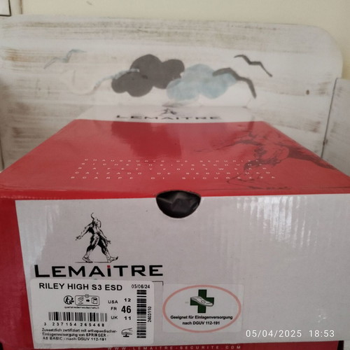 Lemaitre safety shoes size 46, black boots