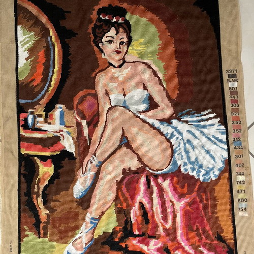 Handmade textile painting like new, dimensions 0.70x0.49 m