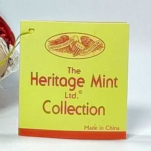 Vintage Heritage Mint Porcelain Doll 1990 Red White Floral Dress