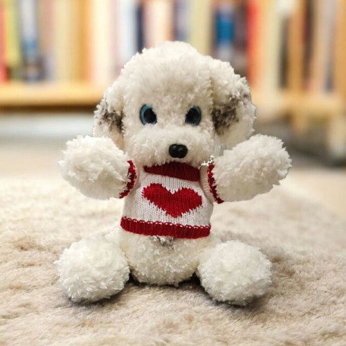 Handmade crocheted puppy new with movable limbs and gift keychain