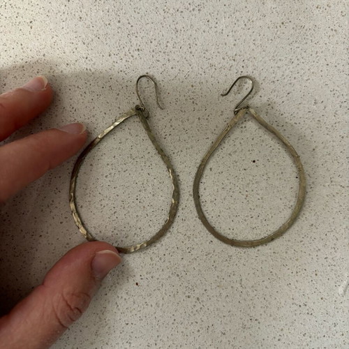 Large teardrop silver earrings like new