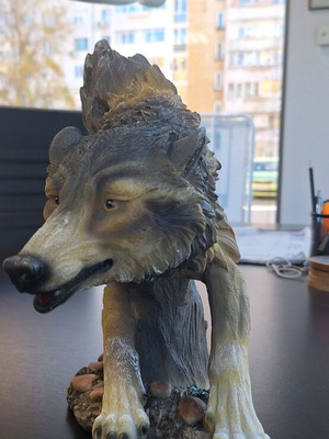 Wolf Statue new, polyresin, 24x13x27 cm