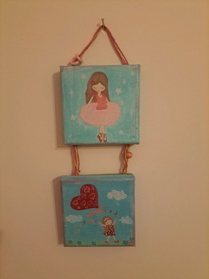 Children's handmade painting frames like new, 2 pcs 10×10 cm