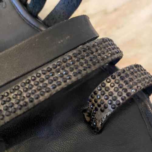 Black women's sandals with rhinestones used, size 38