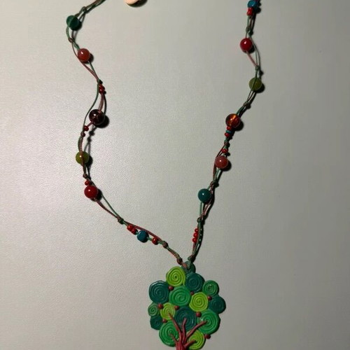 Handmade polymer clay tree necklace like new