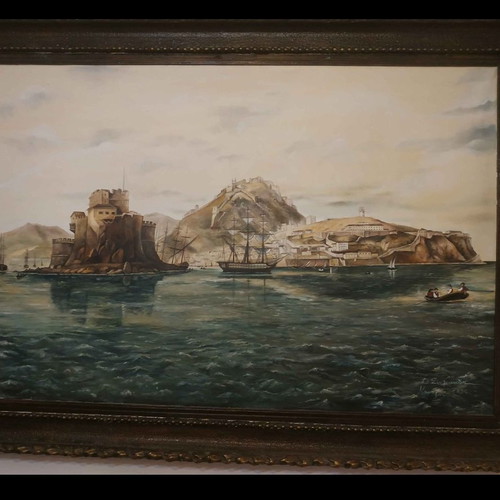 Oil painting Nafplio used on canvas with frame