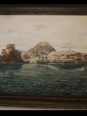 Oil painting Nafplio used on canvas with frame
