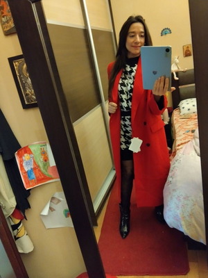 Zara manteco coat small size red new with tag