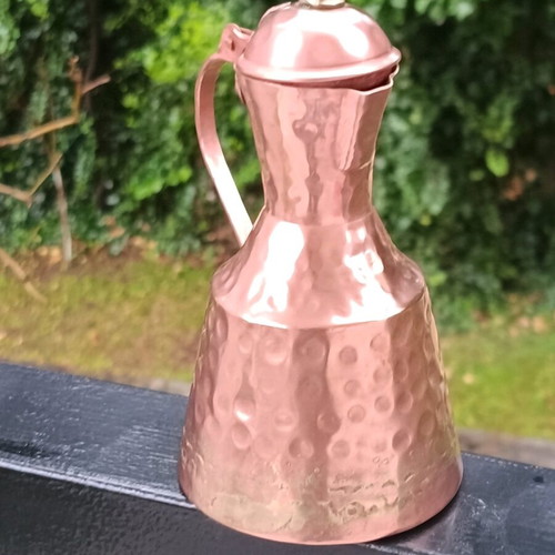 Copper coffee pot with hammered embossed surface like new
