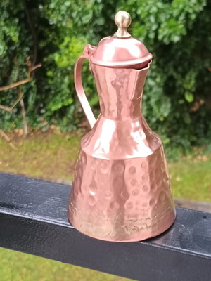 Copper coffee pot with hammered embossed surface like new