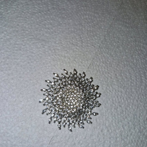Sun-shaped bead for necklace with silver rhinestones new
