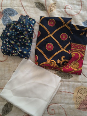 Handkerchiefs like new, set of 3, silk and mango fabric