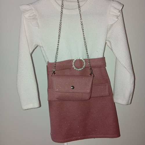 Girls' dress white-pink with glitter and strass details like new