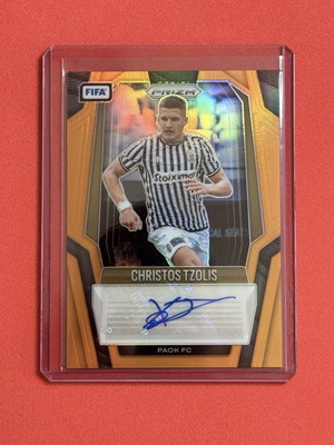Panini 2025-26 Prizm FIFA Soccer Christos Tzolis /49 Orange Auto PAOK autograph card
