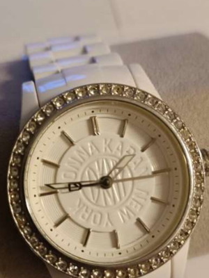 DKNY NY8011 women's watch used, white with crystals