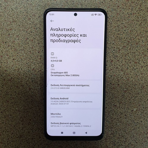 Redmi Note 12 smartphone 128GB, 4+4GB RAM, cracked screen