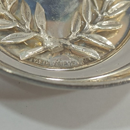 Handmade Vintage 925 Silver Dish with Embossed Olive Wreath