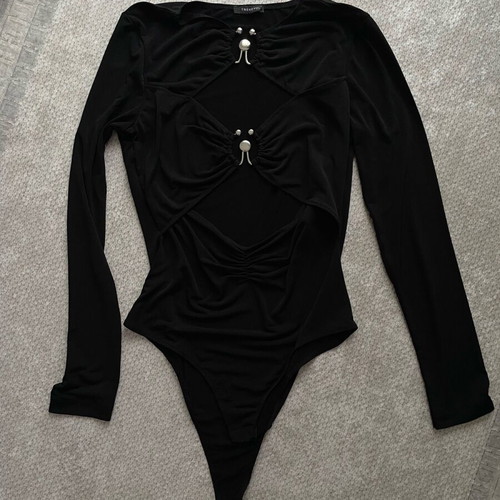 Trendyol black bodysuit with neckline like new size M