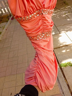 Sexy dress with chest padding, new, orange and gold, size S