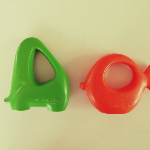 Baby rattles used vintage set of 2 Chicco 1975