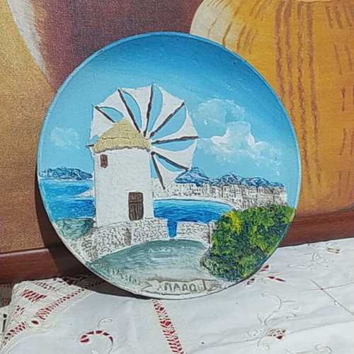 Handmade decorative wall plate, clay