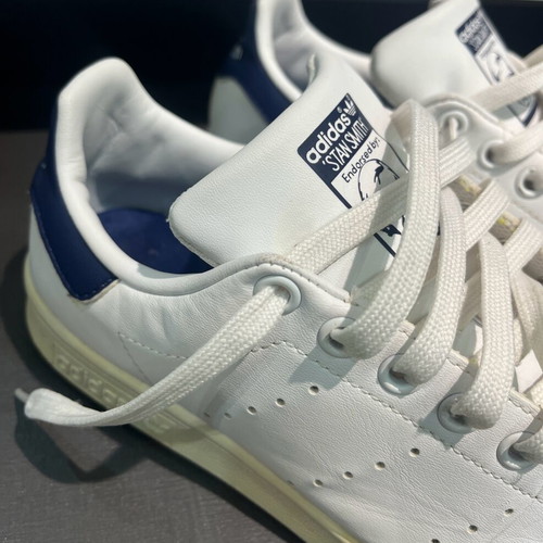 Adidas Stan Smith sneakers used, white with blue, size 38