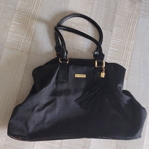 GF Ferre Vintage Shoulder Bag black satin texture used