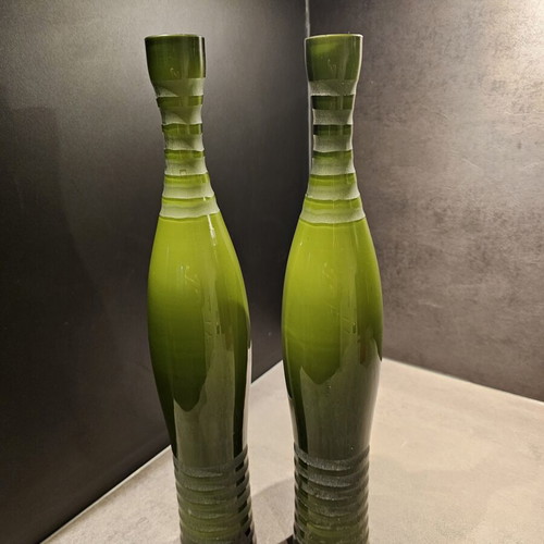 Leonardo glass vases set of 2, 40cm, like new, olive green