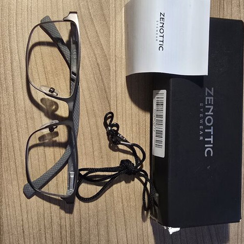 Men's reading glasses with metal frame, diopter +2, with strap