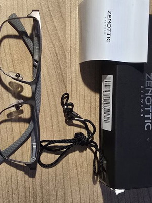 Men's reading glasses with metal frame, diopter +2, with strap