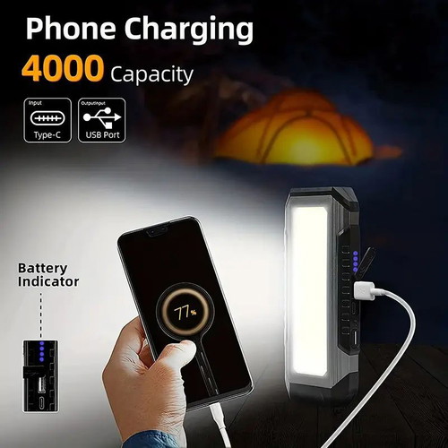 Rechargeable LED Workshop Flashlight with Hook and Magnet new