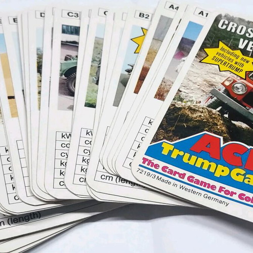 Υπερατου Cross Country Vehicles ACE card game used with worn lid