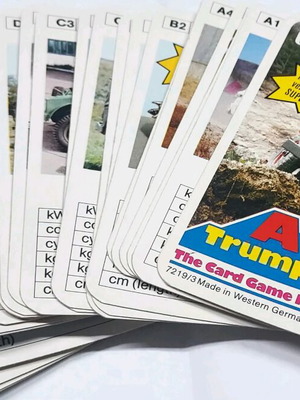 Υπερατου Cross Country Vehicles ACE card game used with worn lid