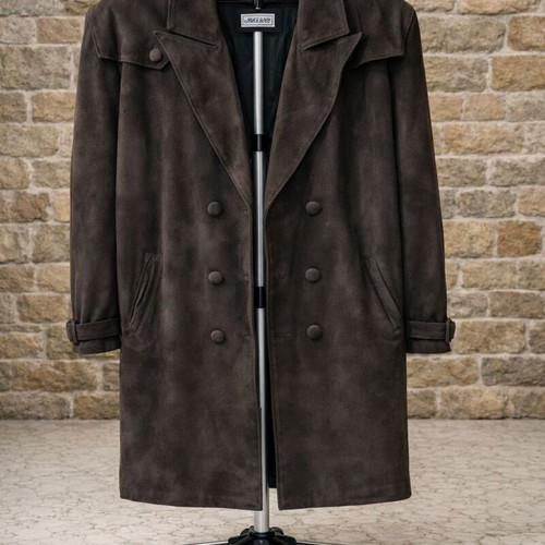 Long men's suede trench coat like new, brown, XXL