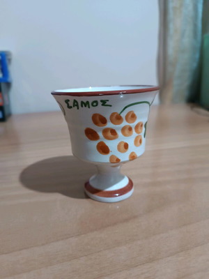 Ceramic mortar with pestle Samos used, 9 centimeters