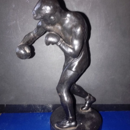 Boxer figurine vintage Soviet cast iron sculpture 1977