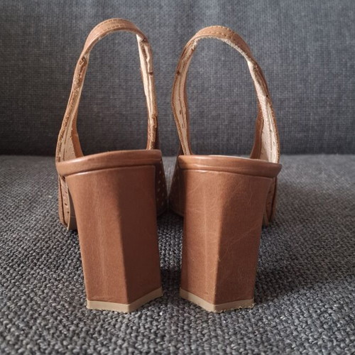 Baboulas leather slingback pumps, beige and brown, size 36