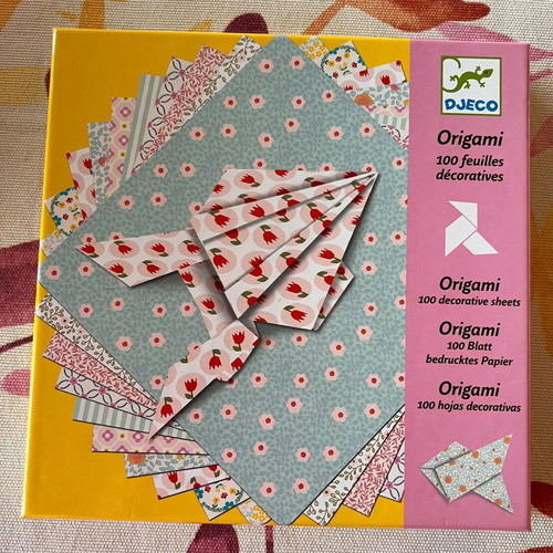 Djeco Origami paper sets used, colorful sheets for crafts
