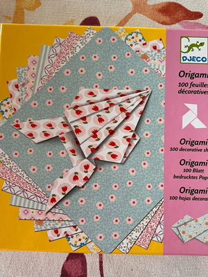 Djeco Origami paper sets used, colorful sheets for crafts