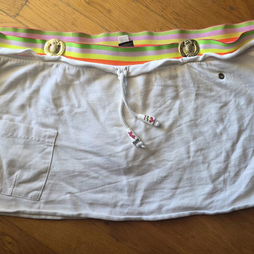 Just Cavalli beach skort from the 90s, white with colorful waistband
